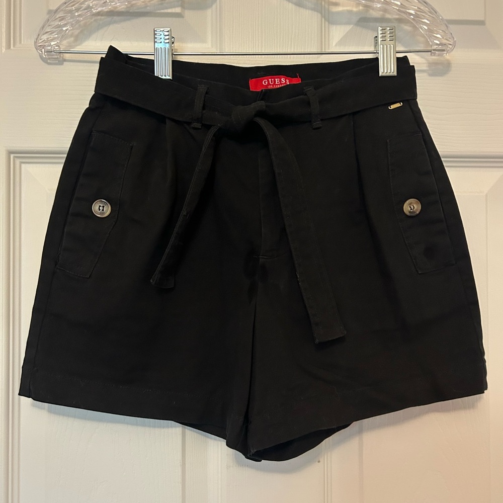 GUESS Black High Waist Belted Shorts